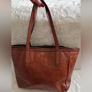Fossil Cognac Leather Tote